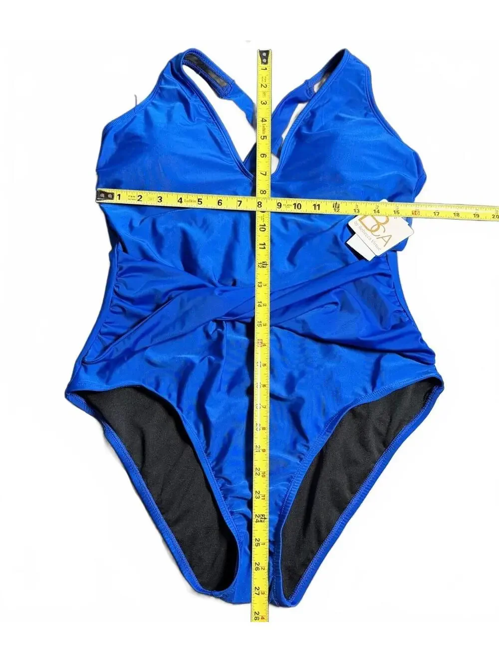 BECCA blue solid twist front one piece cross back swimsuit size XXL $128 NWT